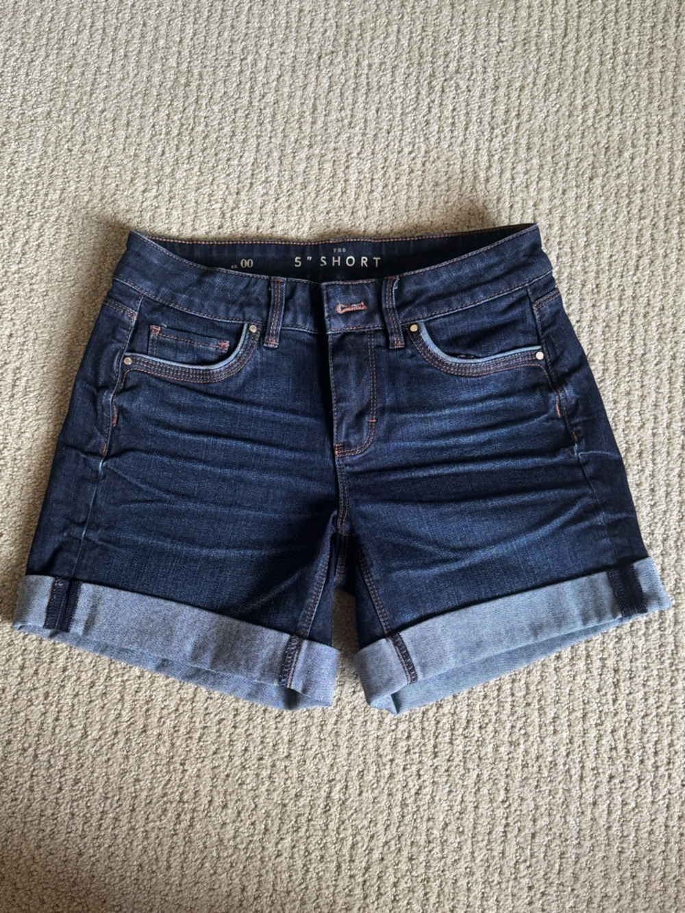 White House Black Market Dark Blue Denim Cuffed Shorts